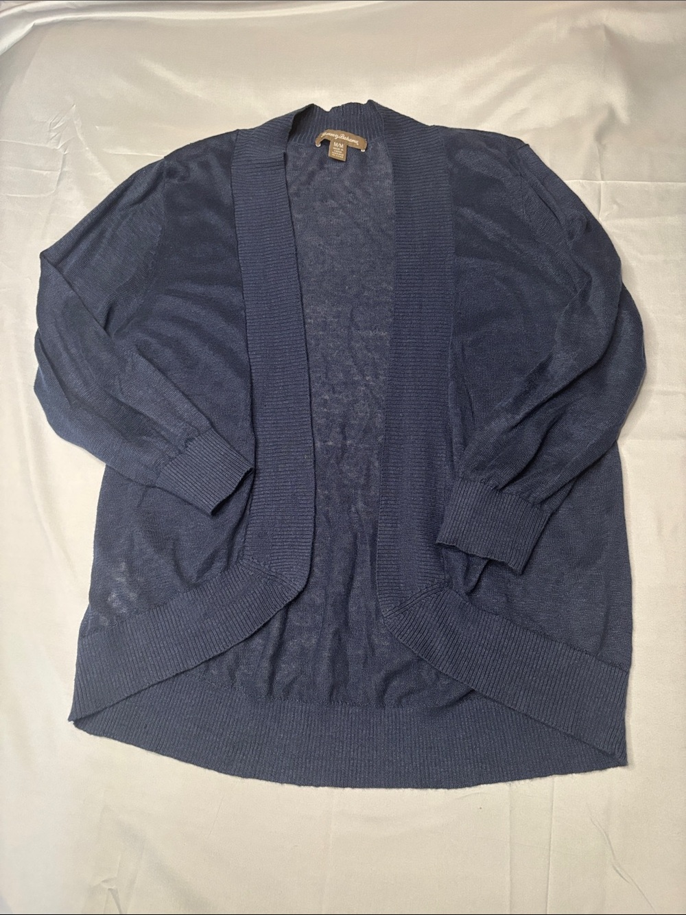 Tommy Bahama Women’s Linen Navy Open-Front Lightweight Cardigan Size Medium